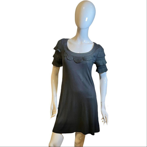 Juicy Couture Exaggerated Ruffle Crochet Shirt Sleeve Black Dress Small … - Picture 1 of 14